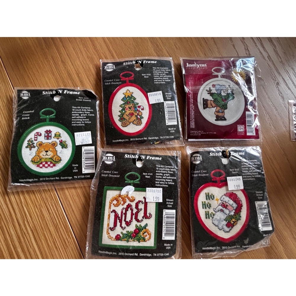 Vintage Christmas Counted Cross Stitch Ornament Kits Lot of 5 nmi Janlynn Noel